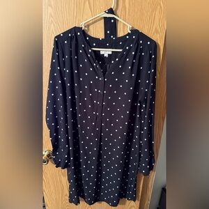 LOFT Black Dress with White Polka Dots